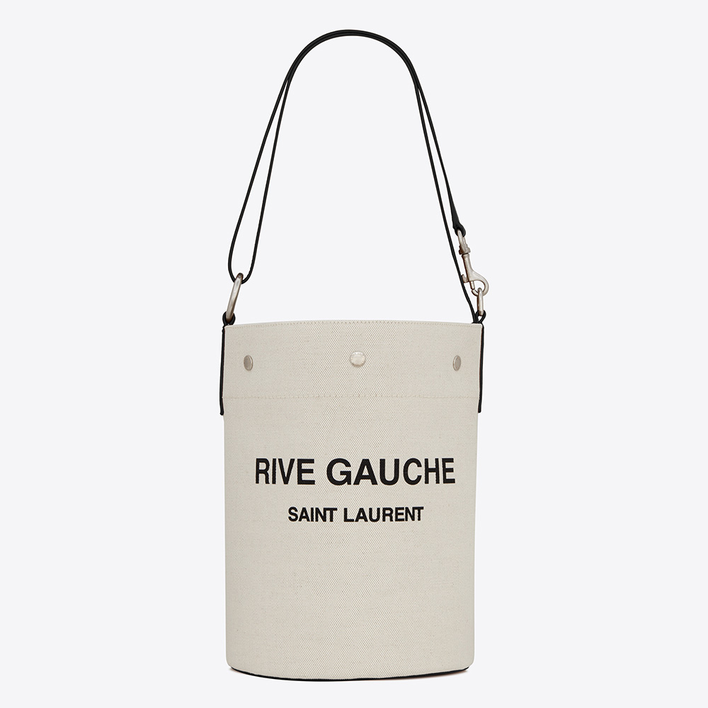 Saint Laurent YSL Women Rive Gauche Bucket Bag in Linen-Black - image 1