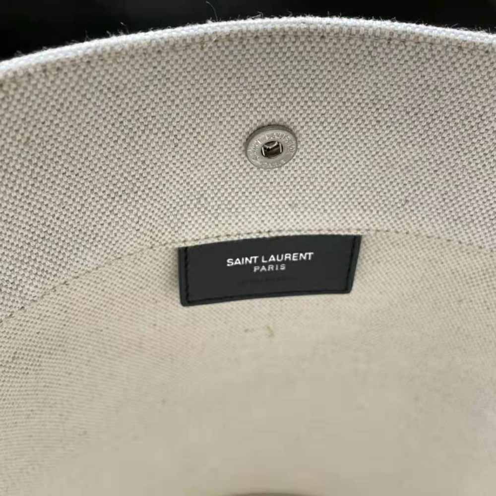 Saint Laurent YSL Women Rive Gauche Bucket Bag in Linen-Black - image 8