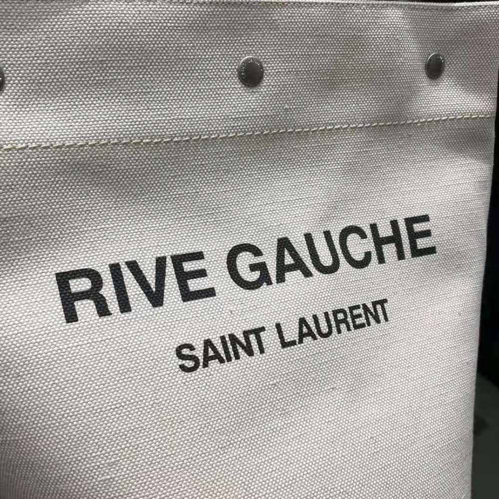 Saint Laurent YSL Women Rive Gauche Bucket Bag in Linen-Black - image 9