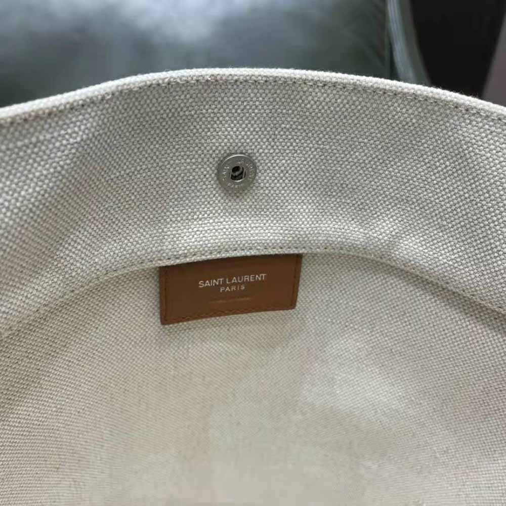 Saint Laurent YSL Women Rive Gauche Bucket Bag in Linen-Brown - image 9