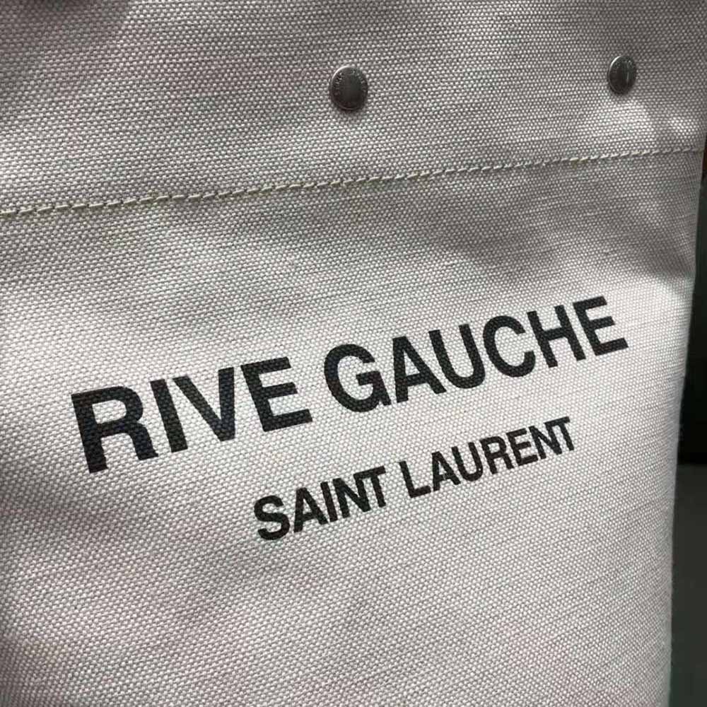 Saint Laurent YSL Women Rive Gauche Bucket Bag in Linen-Brown - image 10