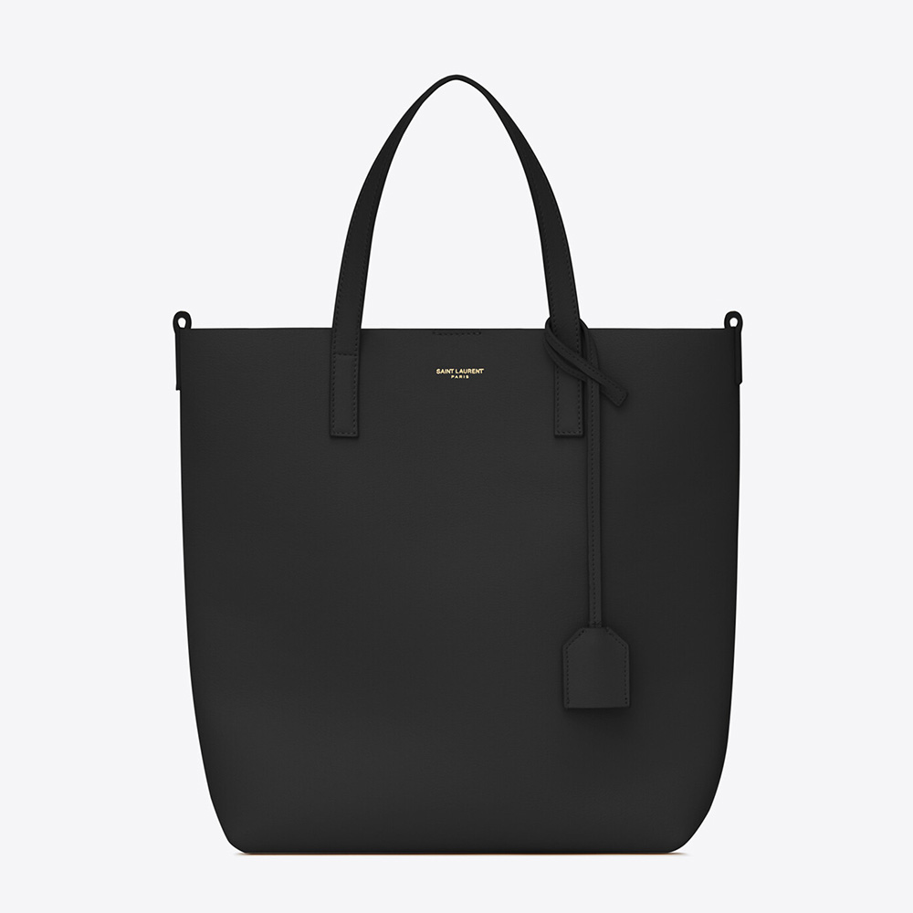 Front view of Saint Laurent YSL Women Shopping Bag Saint Laurent Toy in black leather
