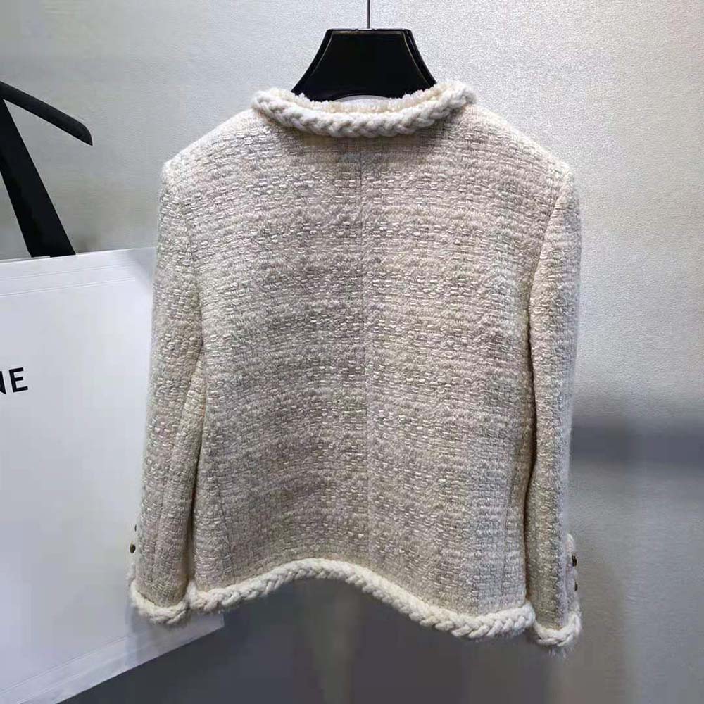 Saint Laurent YSL Women Short Jacket in Check Wool and Silk Tweed - image 5