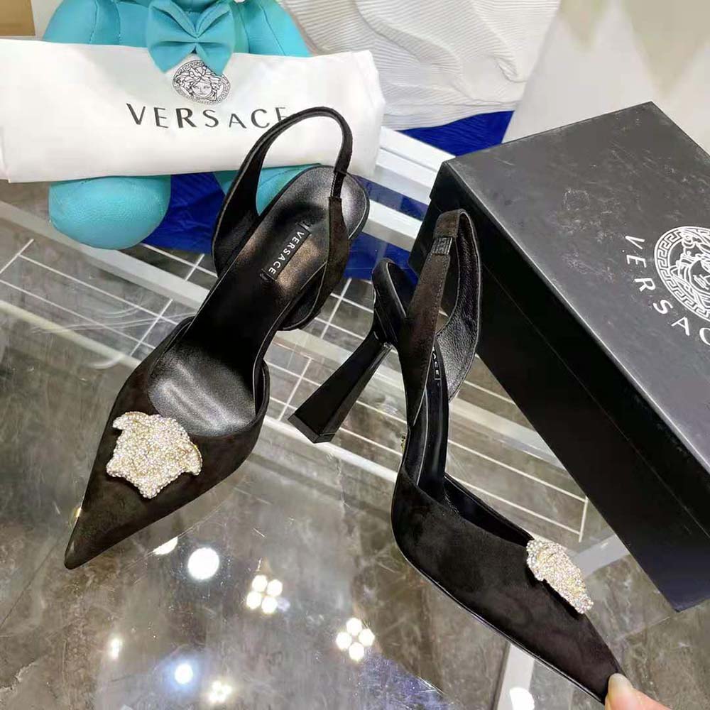 Versace Women LA Medusa Satin Sling-Back Pumps in 10.5cm Heel Hight - image 10