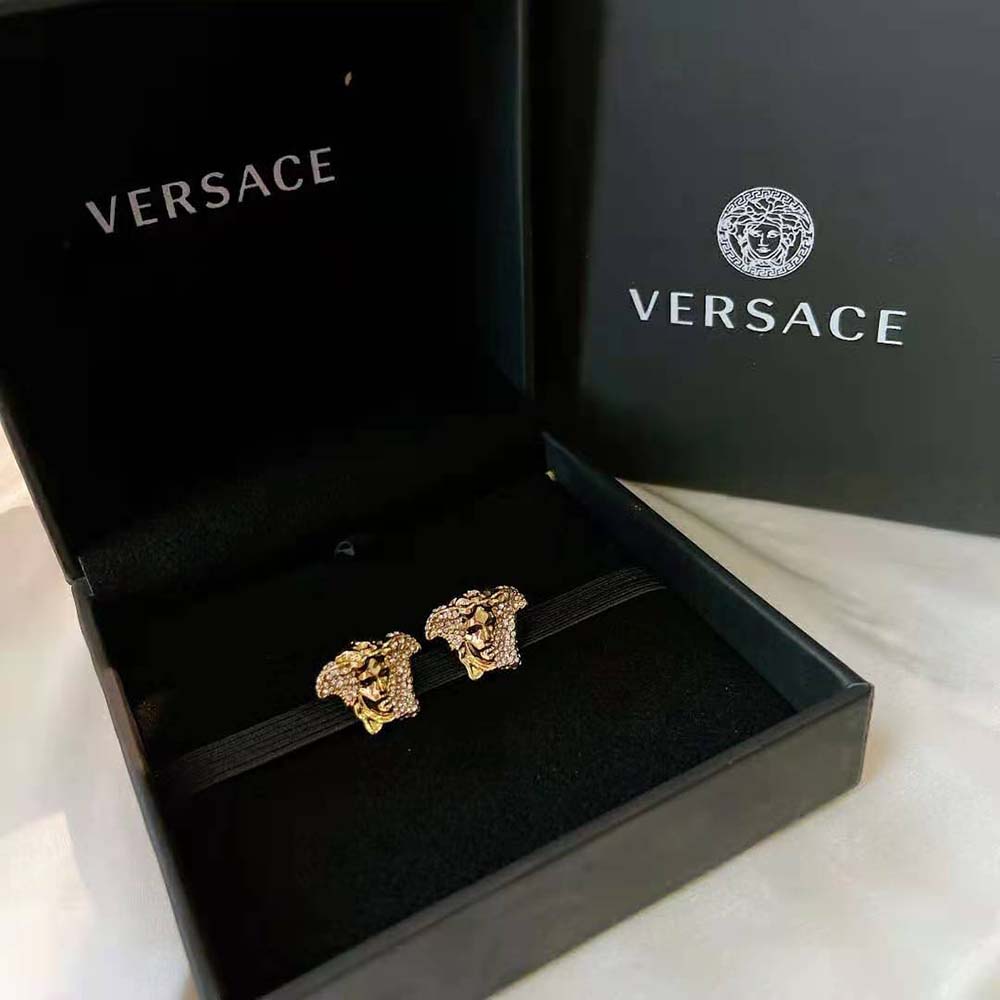 Versace Women Palazzo Dia Crystal Earrings-Gold - image 7
