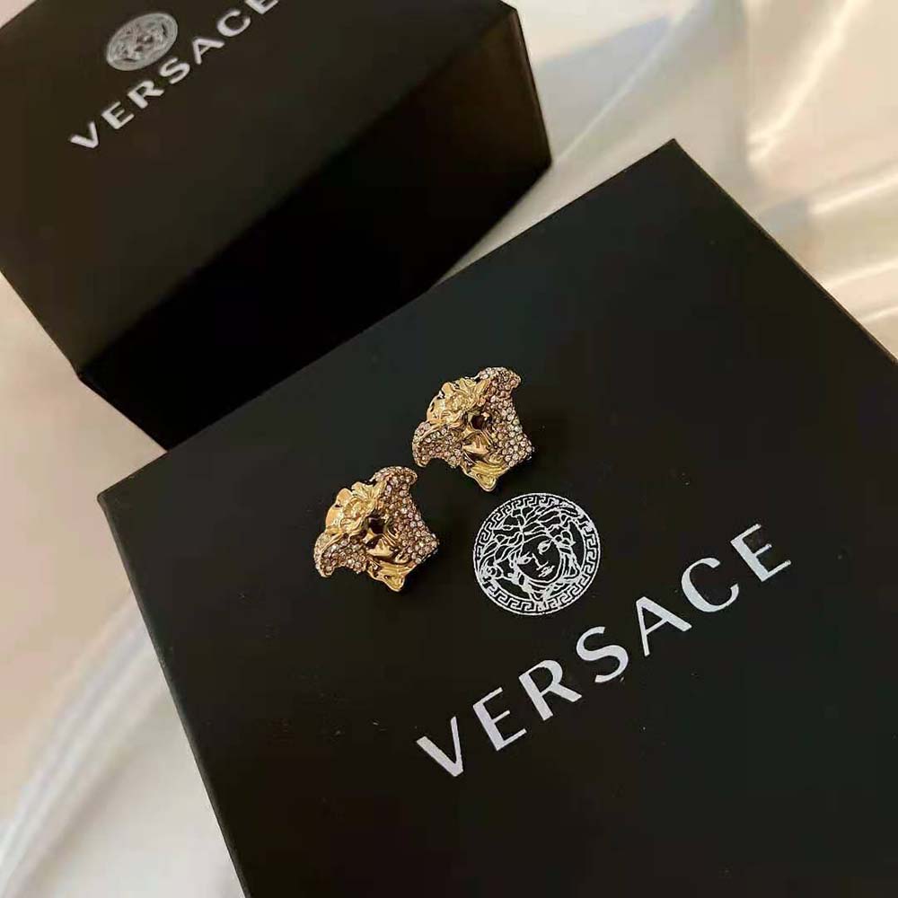 Versace Women Palazzo Dia Crystal Earrings-Gold - image 5
