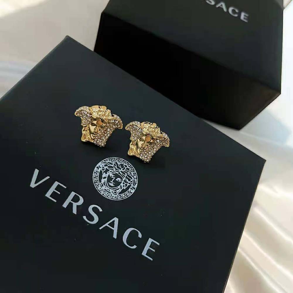 Versace Women Palazzo Dia Crystal Earrings-Gold - image 4