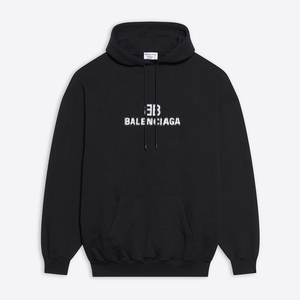 Front view of Balenciaga Women BB Pixel Medium Fit Hoodie in Black