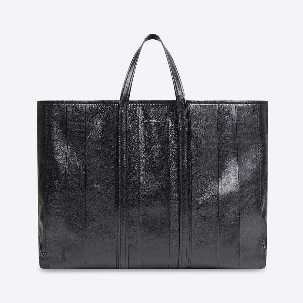 Front view of Balenciaga Women Barbes Large East-West Shopper Bag-Black