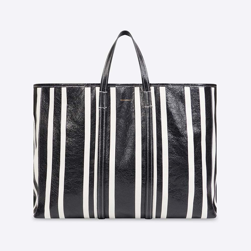 Front view of Balenciaga Women Barbes Large East-West Shopper Bag in Black