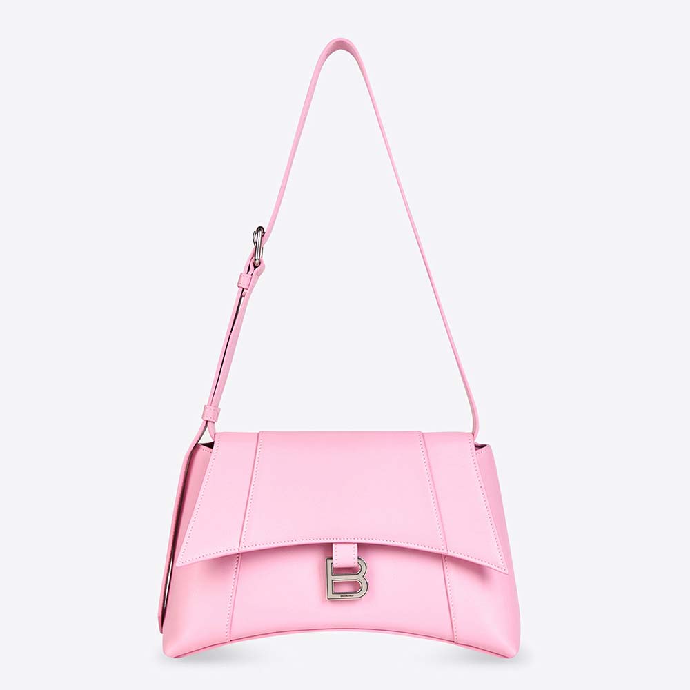 Front view of Balenciaga Women Downtown Small Shoulder Bag in Pink