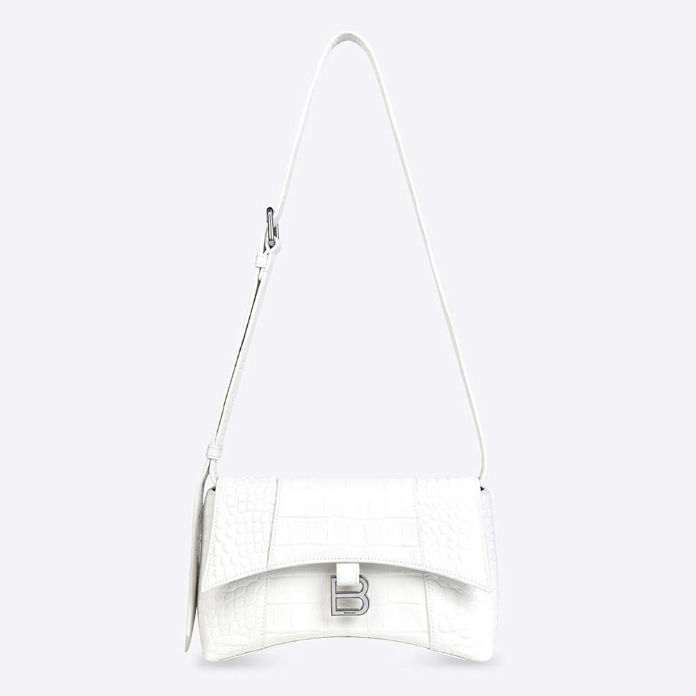 Front view of Balenciaga Women Downtown XS Shoulder Bag in White