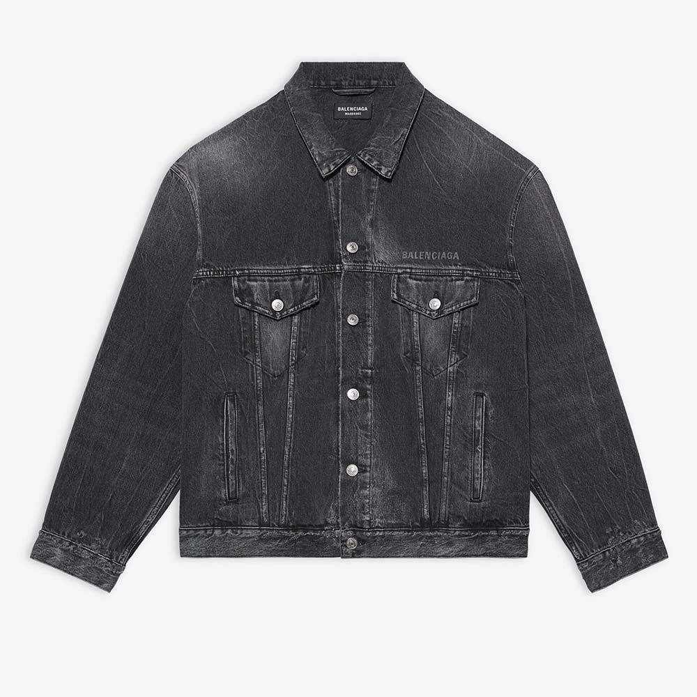 Front view of Balenciaga Women Drip Peace Large Fit Jacket in black and white