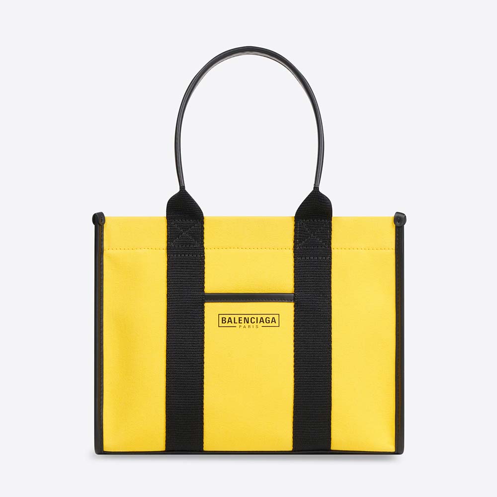Front view of Balenciaga Women Hardware Small Tote Bag With Strap in Yellow