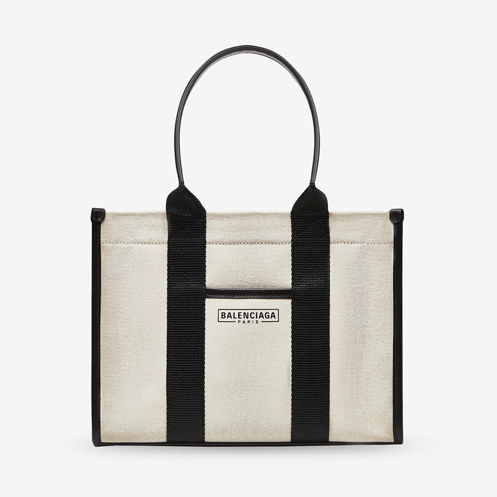Front view of Balenciaga Women Hardware Small Tote Bag With Strap-White