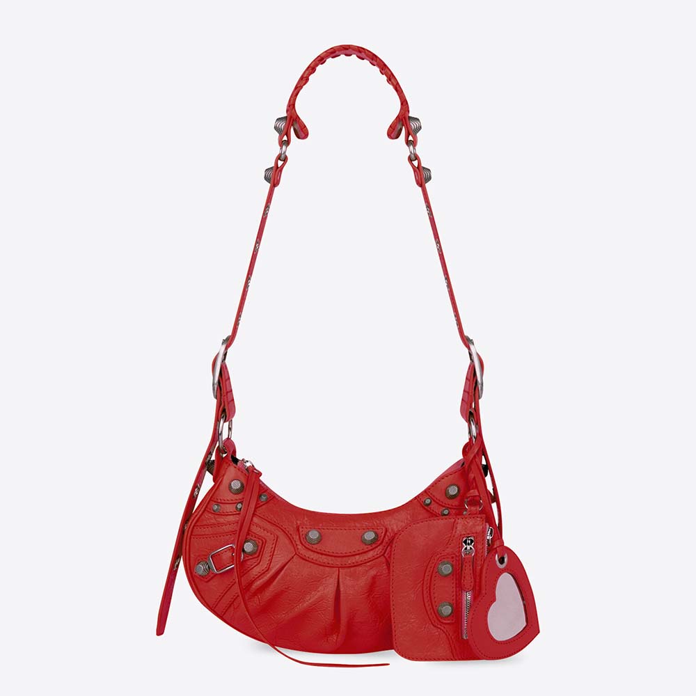 Front view of Balenciaga Women Le Cagole XS Shoulder Bag in Red