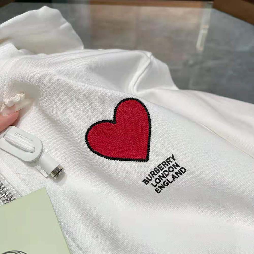 Burberry Women Heart Motif Cotton Hooded Top-White - image 6