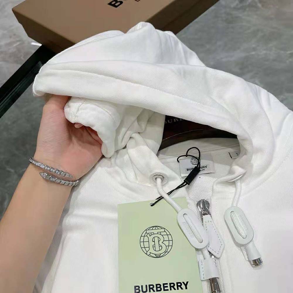 Burberry Men Heart Motif Cotton Hooded Top-White - image 7