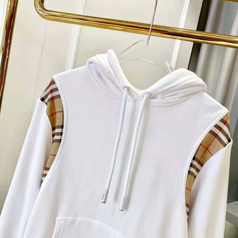 Burberry Women Vintage Check Panel Cotton Oversized Hoodie - image 4
