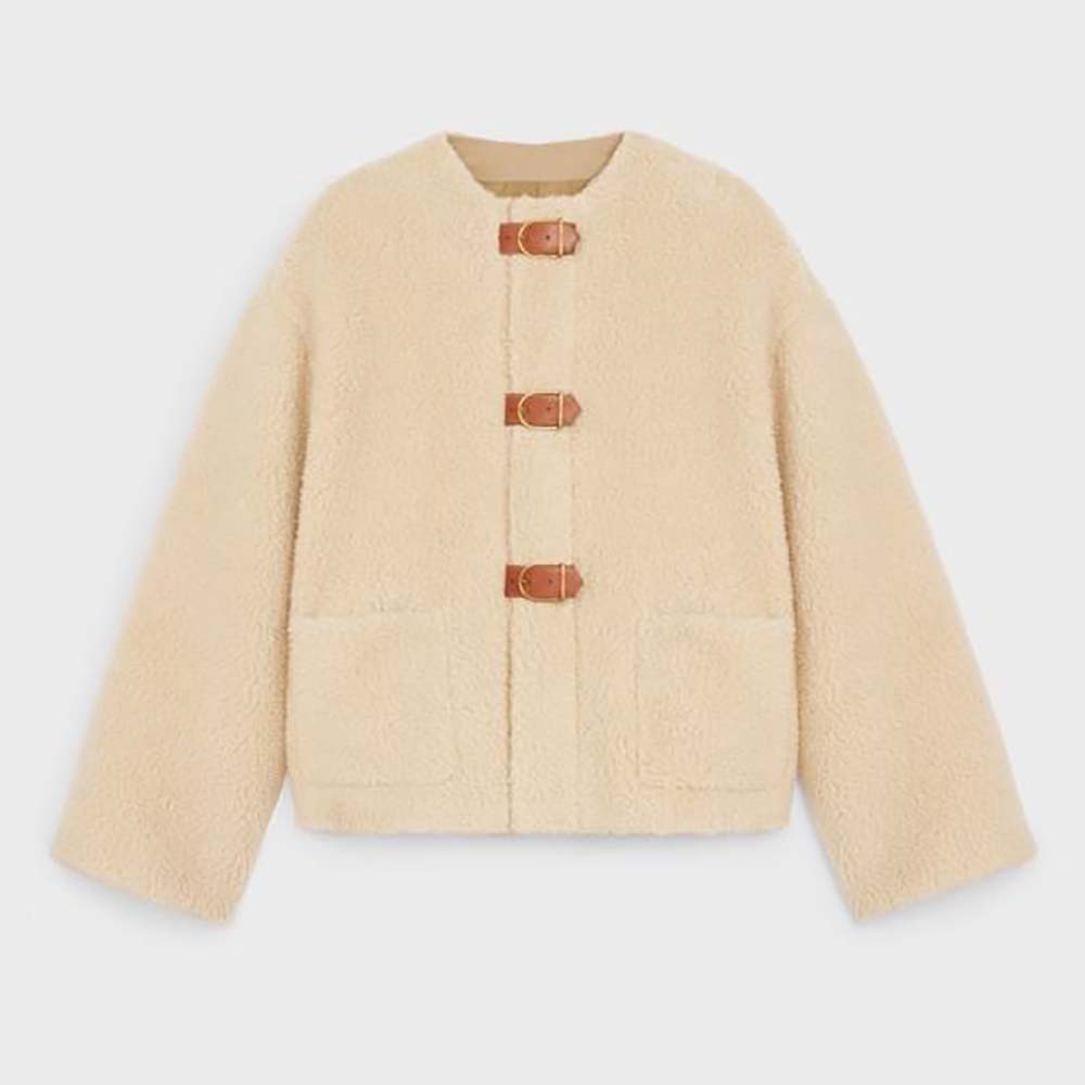 Front view of Celine Women Cardigan in Silk and Cashmere beige