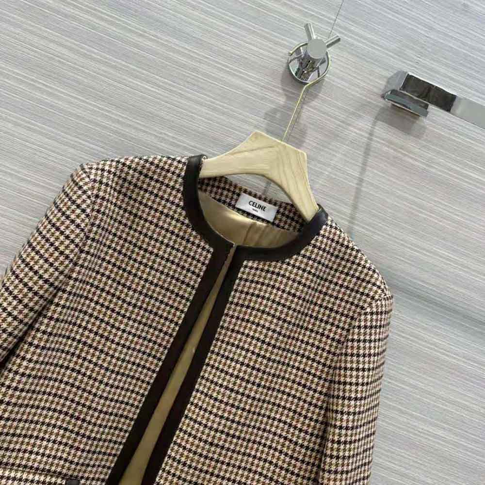 Celine Women Chasseur Jacket in Houndstooth Wool - image 4