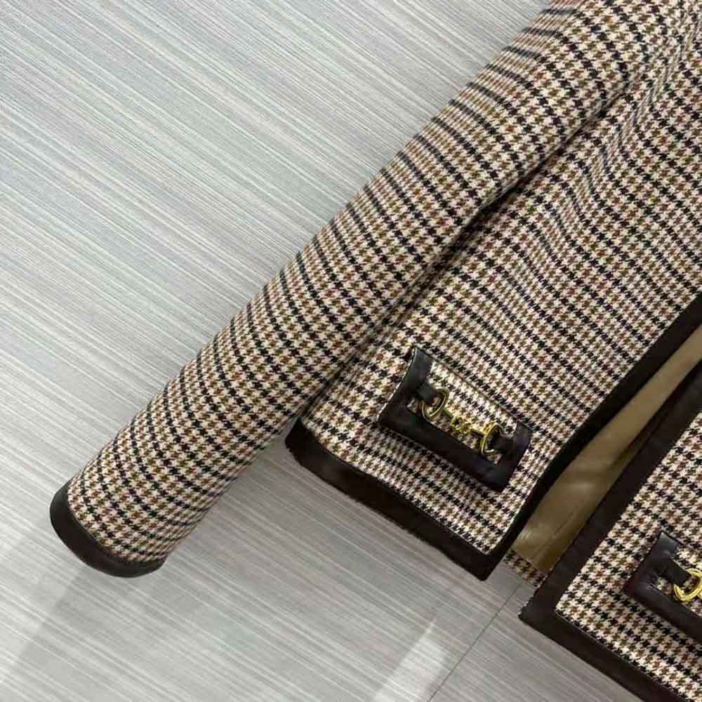Celine Women Chasseur Jacket in Houndstooth Wool - image 8