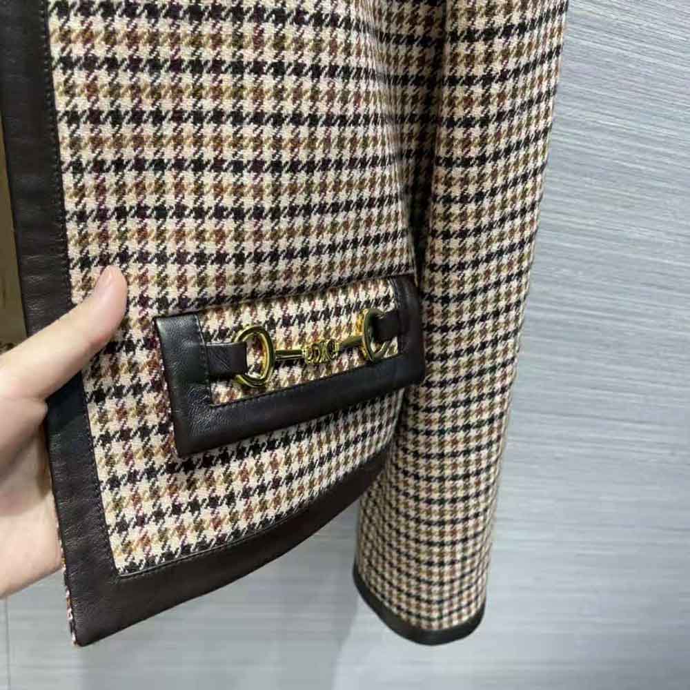 Celine Women Chasseur Jacket in Houndstooth Wool - image 7