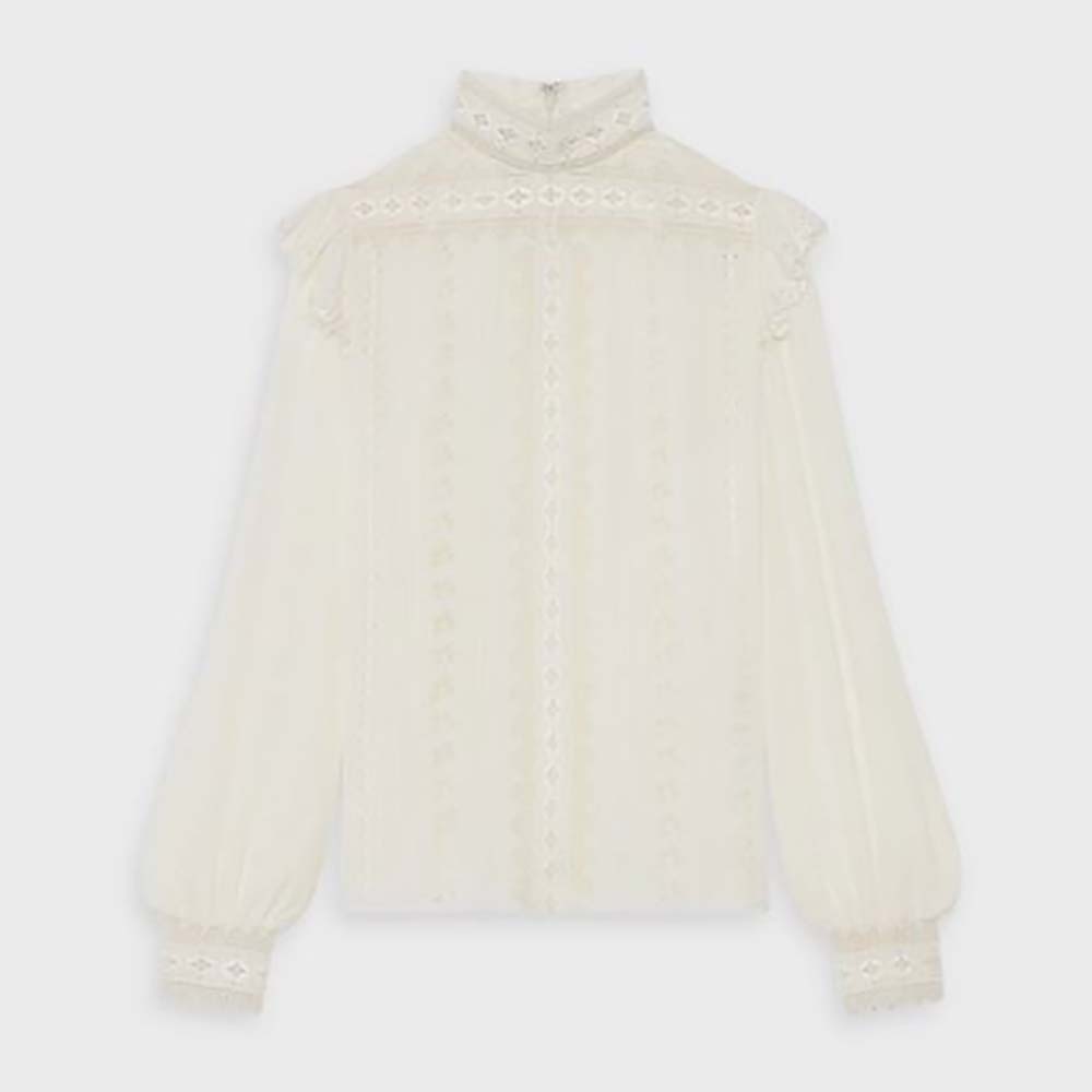Celine Women Embroidered Blouse in Silk Crepe - image 1