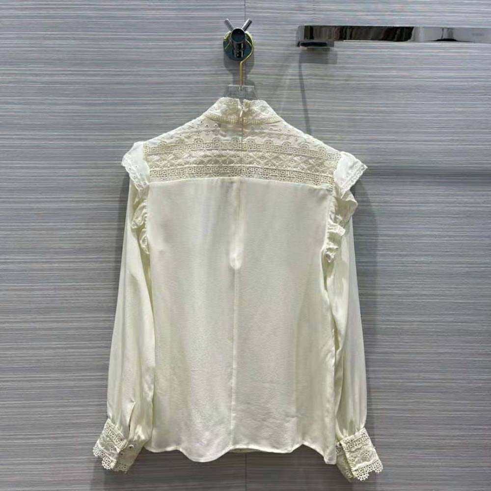 Celine Women Embroidered Blouse in Silk Crepe - image 3