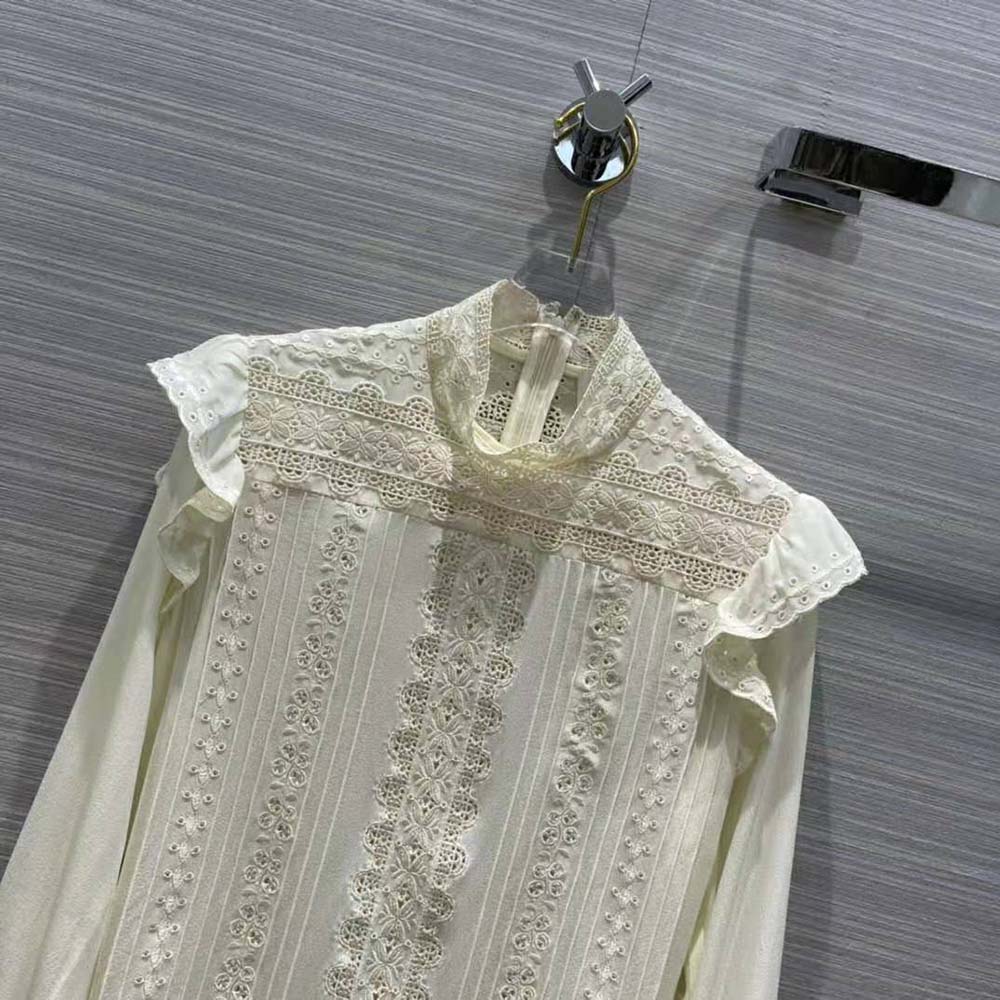 Celine Women Embroidered Blouse in Silk Crepe - image 4