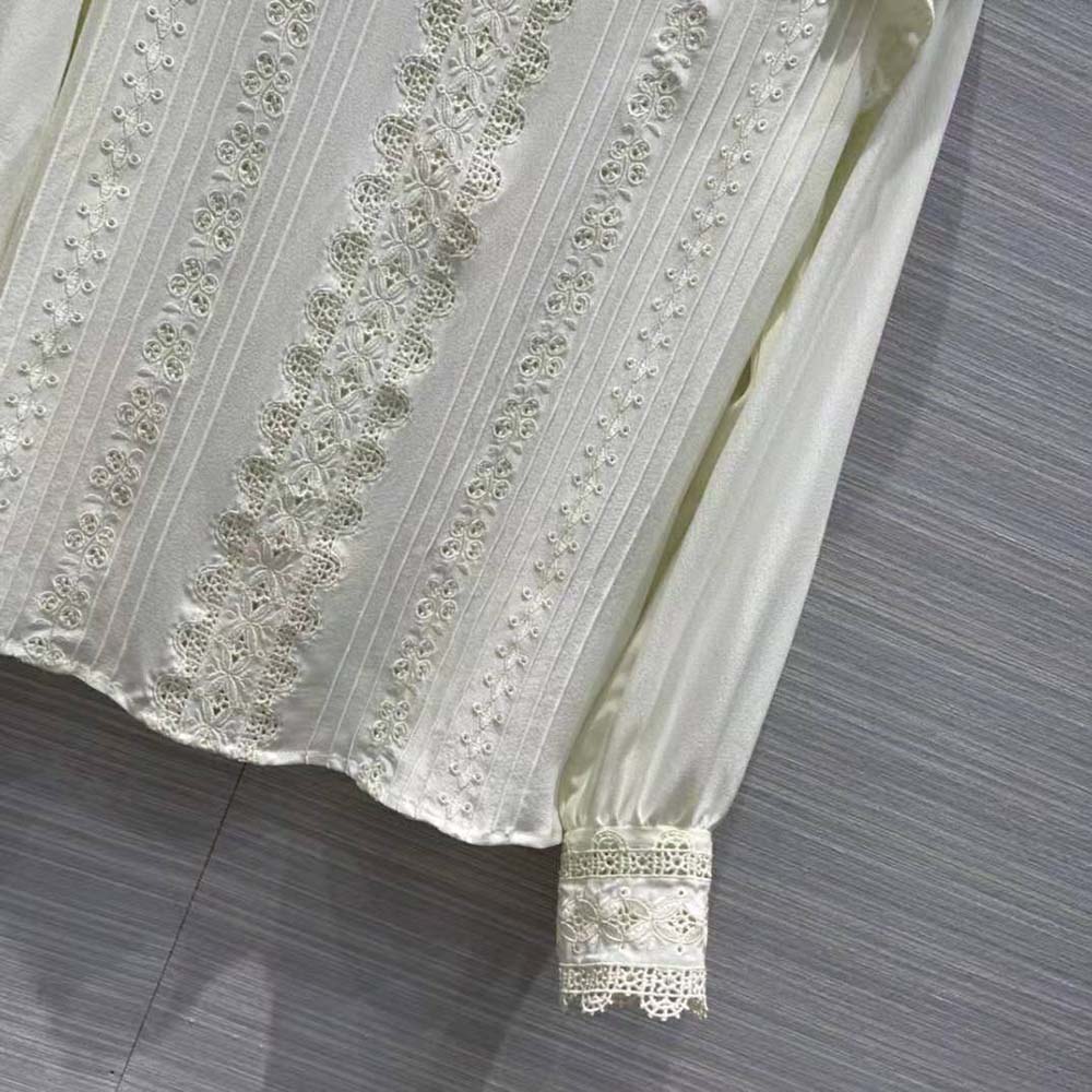 Celine Women Embroidered Blouse in Silk Crepe - image 9