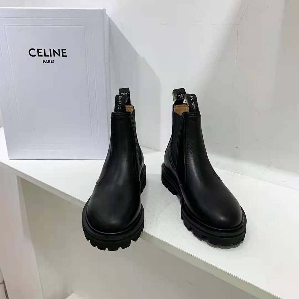 Top-down view highlighting square toe of Celine Women Margaret Chelsea Boot