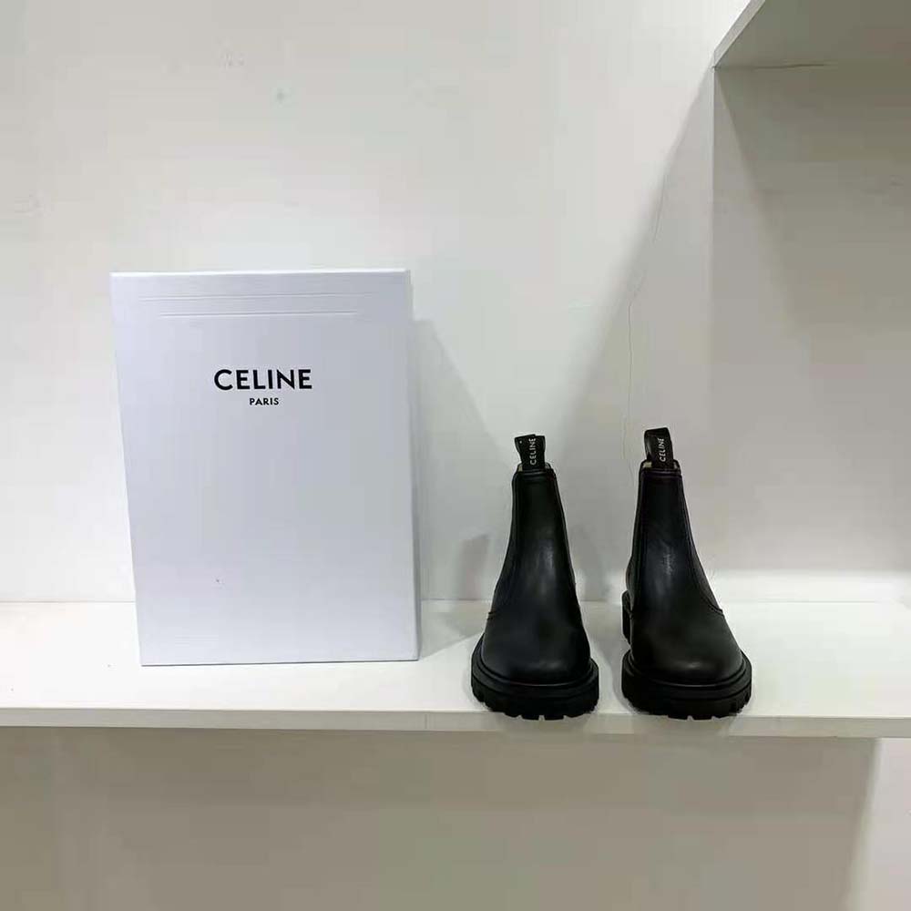 Close-up of elastic side panel on Celine Women Margaret Chelsea Boot