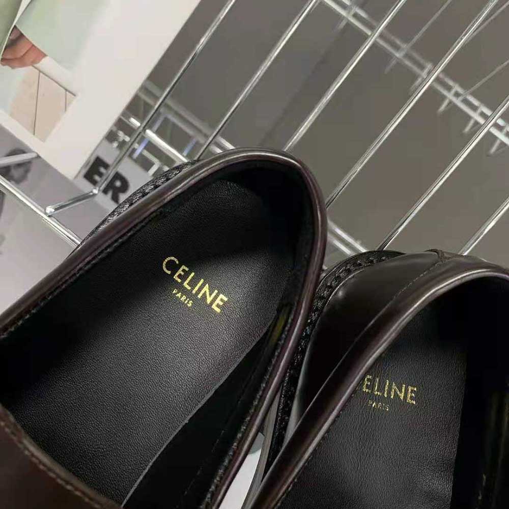 Celine Women Margaret Loafer with Triomphe Chain in Polished Bull-Maroon - image 9