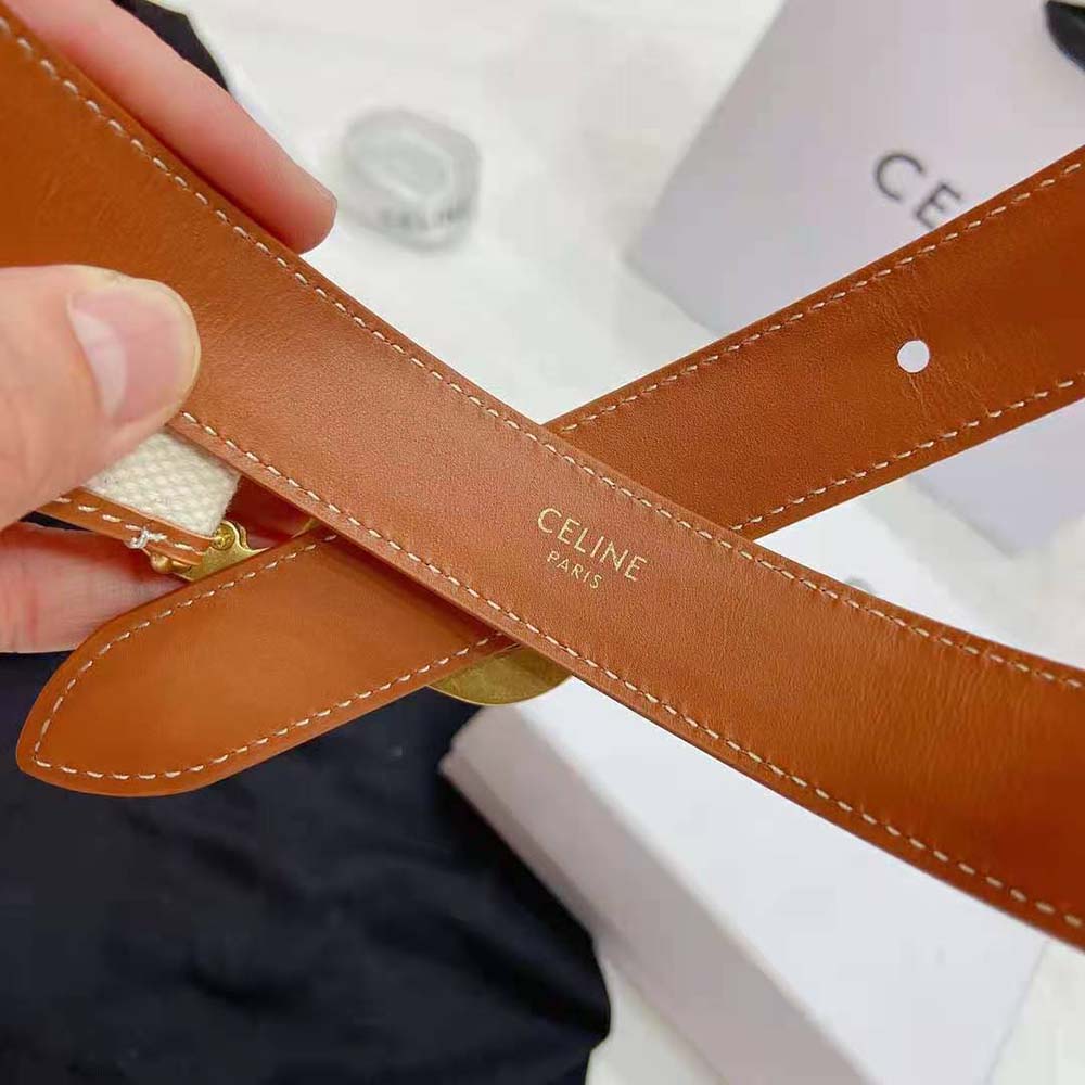 Celine Women Medium Triomphe Belt in Textile and Calfskin - image 10