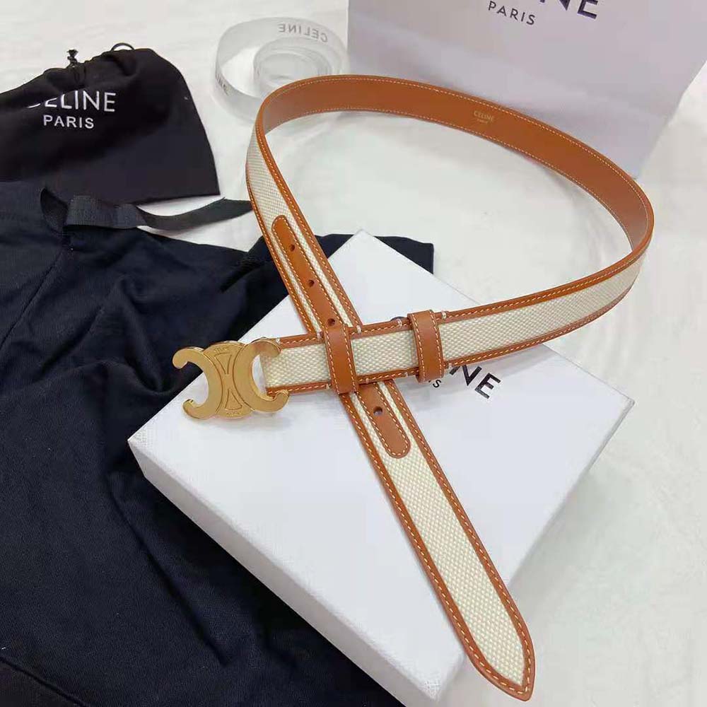 Celine Women Medium Triomphe Belt in Textile and Calfskin - image 9