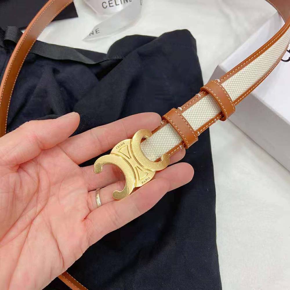 Celine Women Medium Triomphe Belt in Textile and Calfskin - image 7