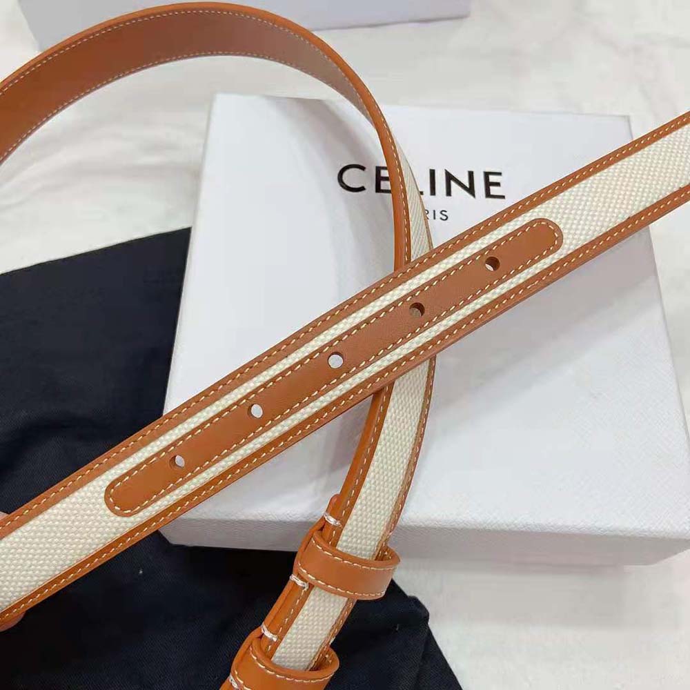 Celine Women Medium Triomphe Belt in Textile and Calfskin - image 6
