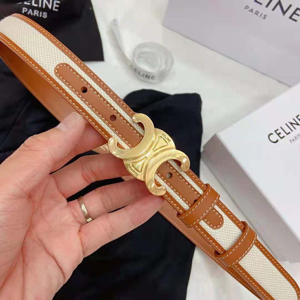 Celine Women Medium Triomphe Belt in Textile and Calfskin - image 4