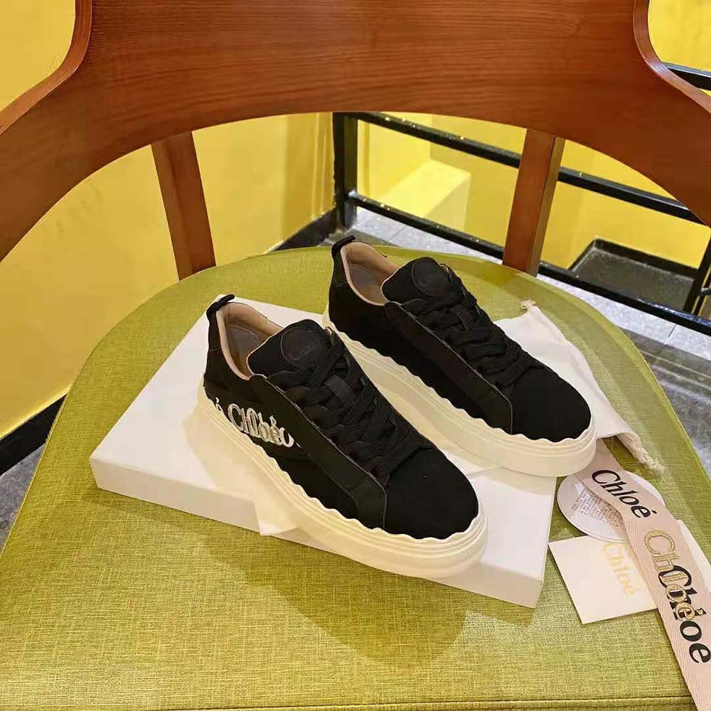 Chloe Women Lauren Sneaker in Embroidered Canvas-Black - image 7