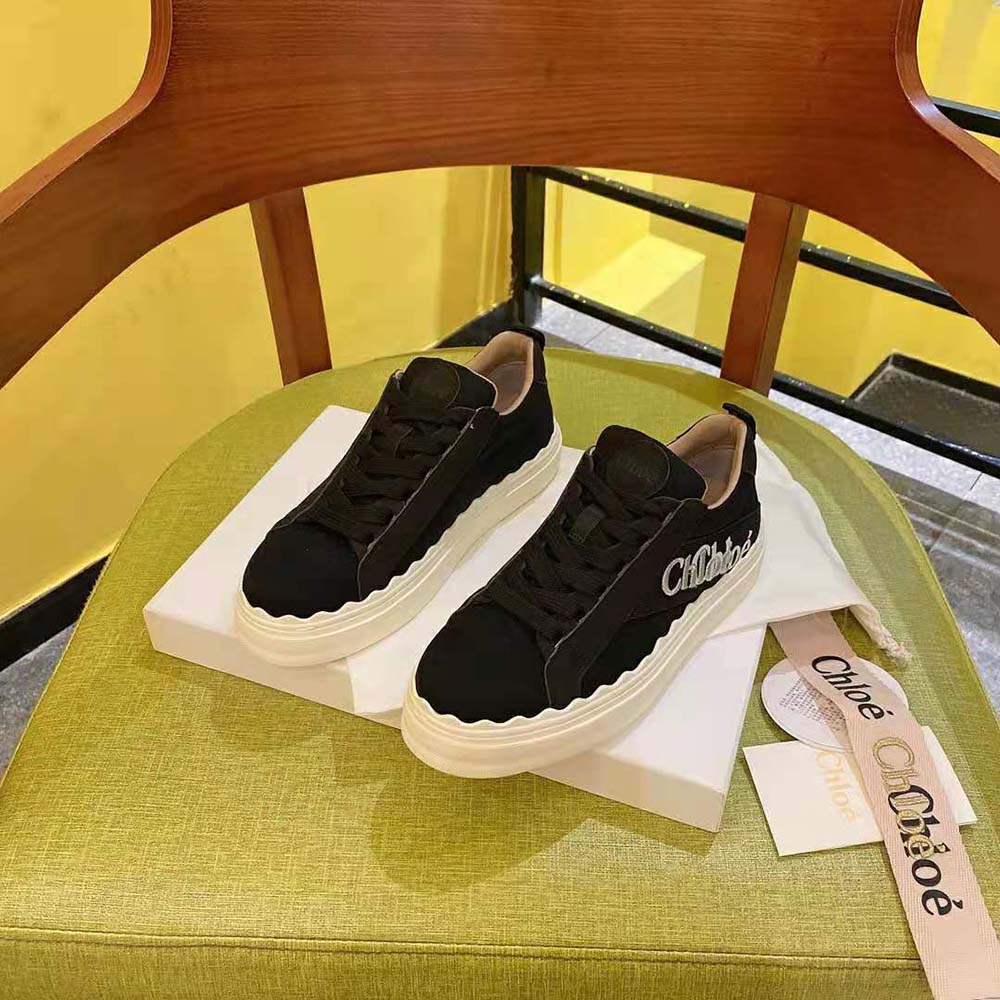 Chloe Women Lauren Sneaker in Embroidered Canvas-Black - image 6