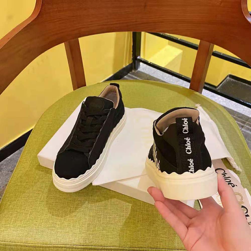 Top-down angle showing lace-up closure on Chloe Women Lauren Sneaker