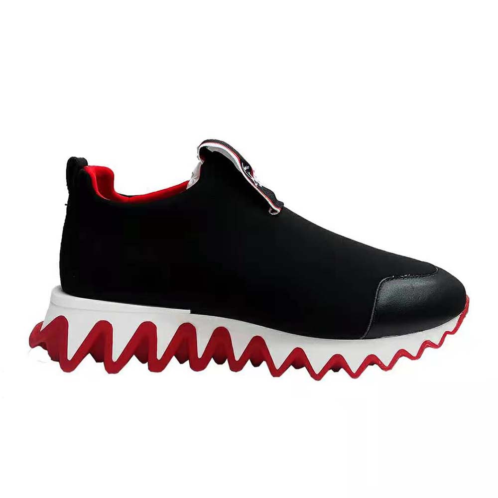 Side view of Christian Louboutin Women Tiketa Run-Black sneaker