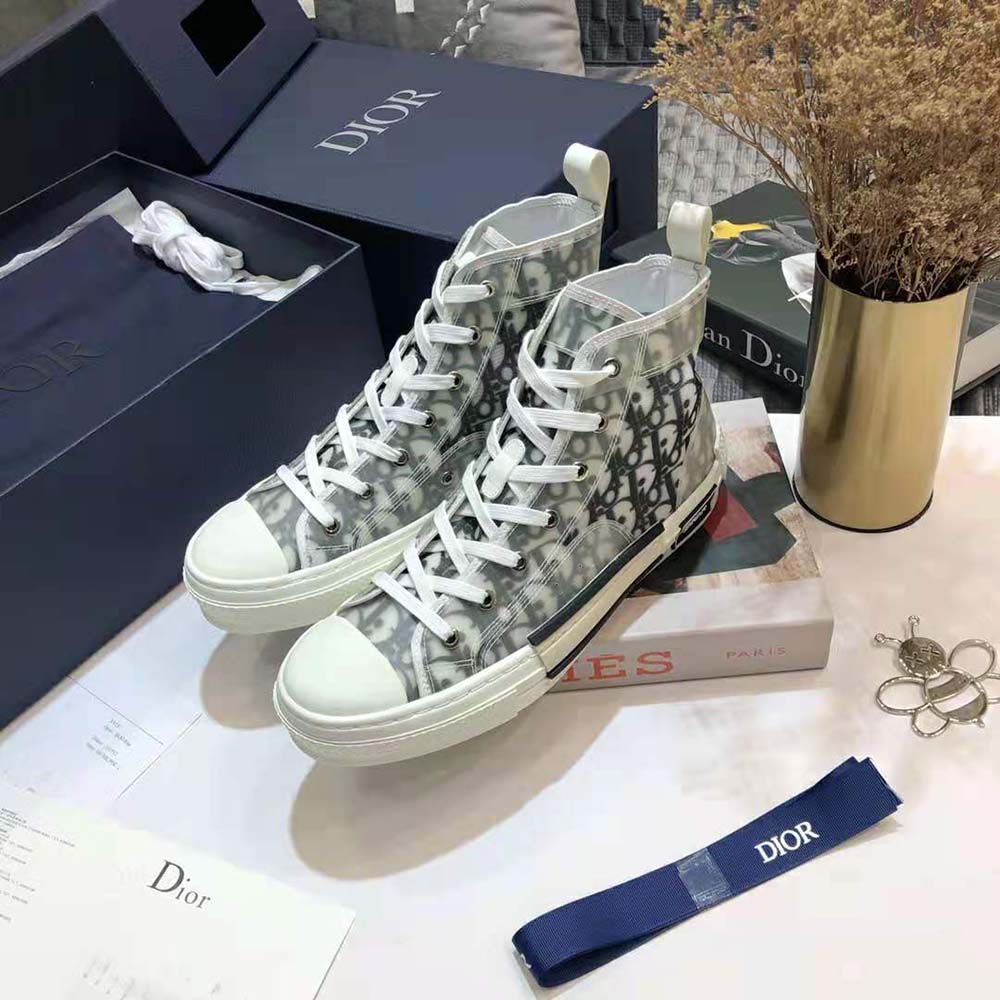 Dior Men B23 High-Top Sneaker White and Black Dior Oblique Canvas - image 4