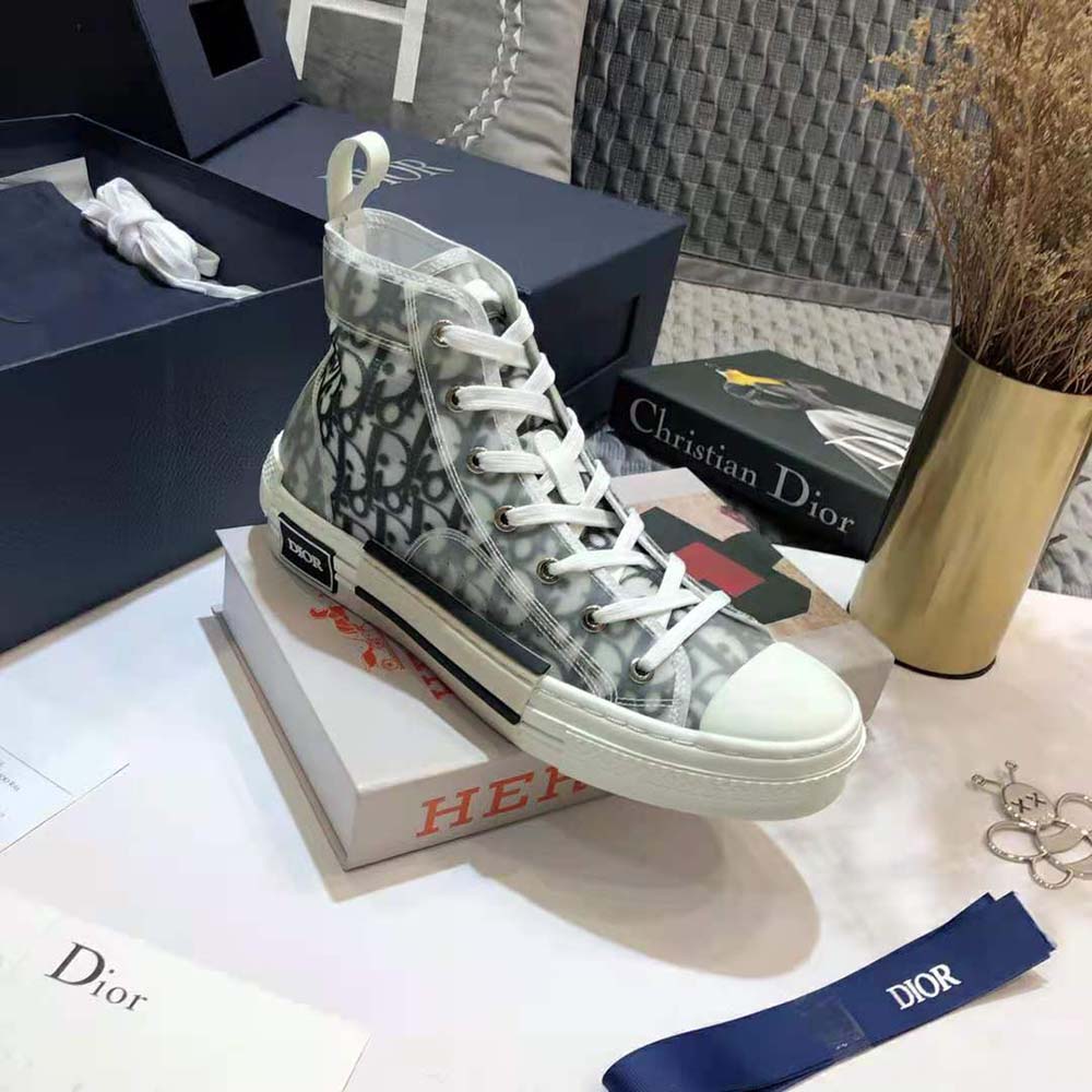 Dior Men B23 High-Top Sneaker White and Black Dior Oblique Canvas - image 7