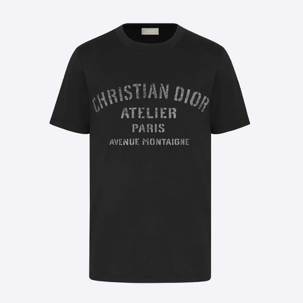 Front view of Dior Men Oversized Christian Dior Atelier T-shirt Black Cotton Jersey