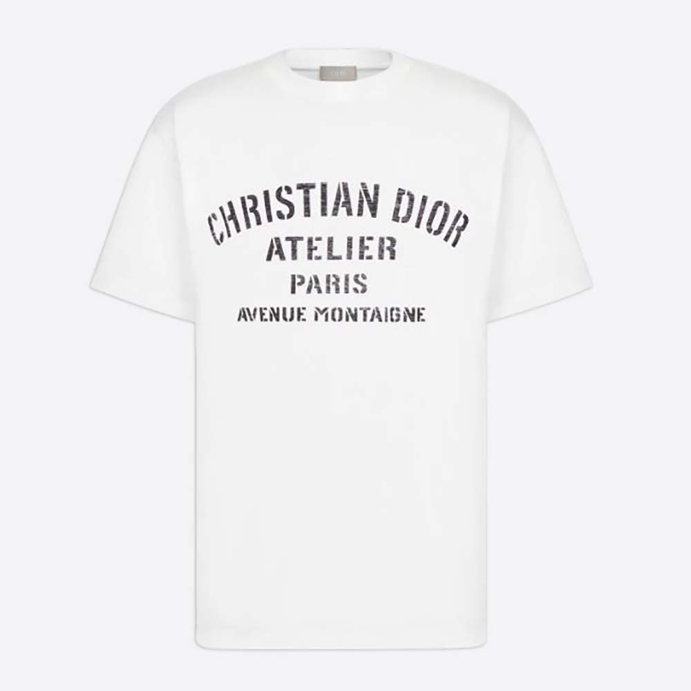 Front view of Dior Women Oversized Christian Dior Atelier T-shirt White Cotton Jersey