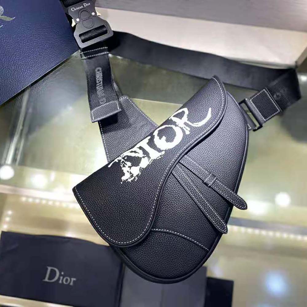 Dior Men Peter Doig Saddle Bag Black Grained Calfskin - image 7