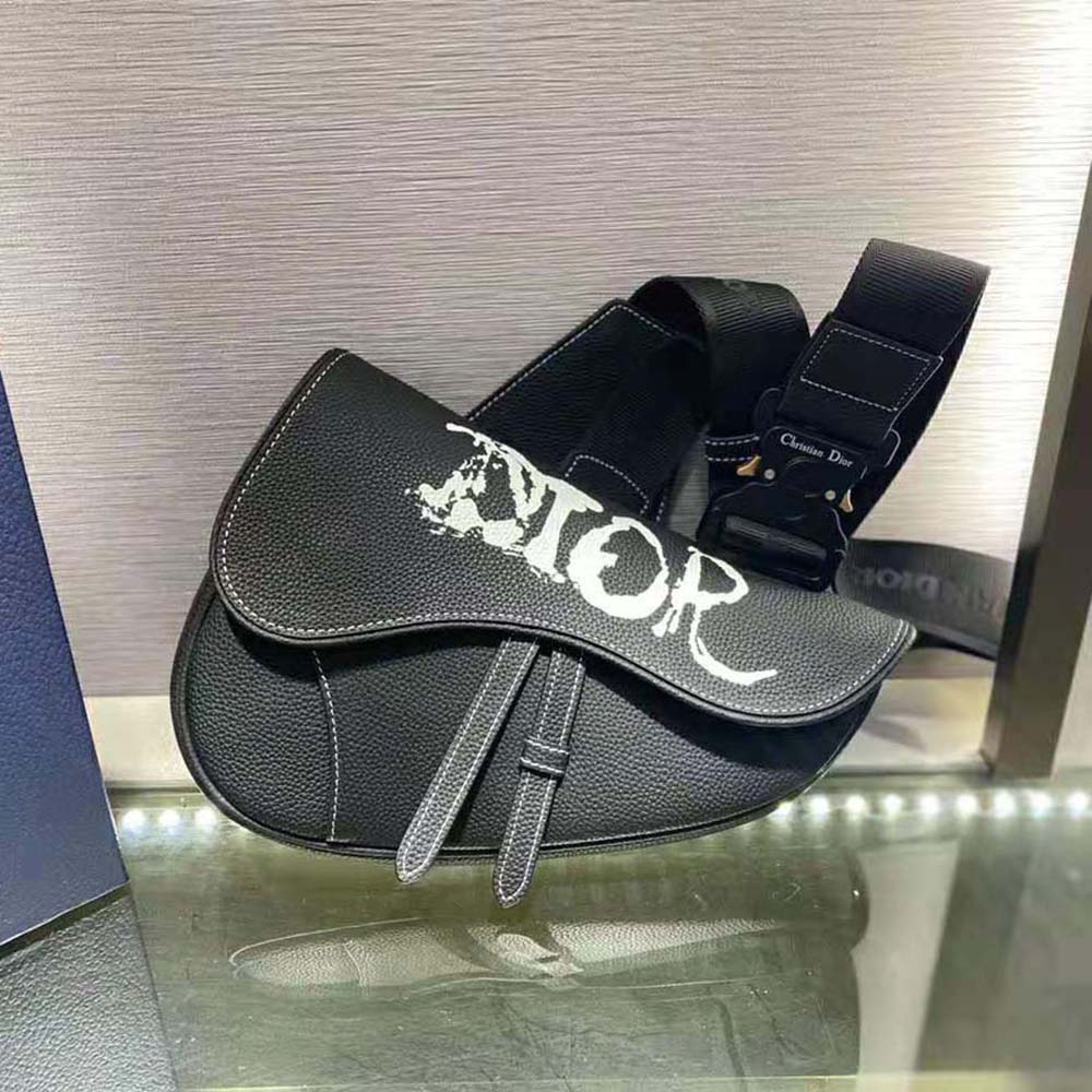 Dior Men Peter Doig Saddle Bag Black Grained Calfskin - image 4