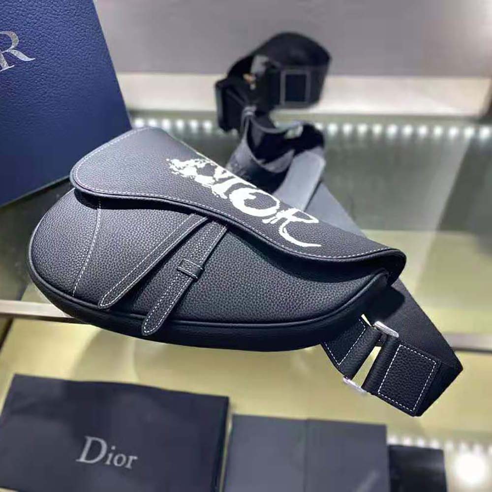 Dior Men Peter Doig Saddle Bag Black Grained Calfskin - image 6